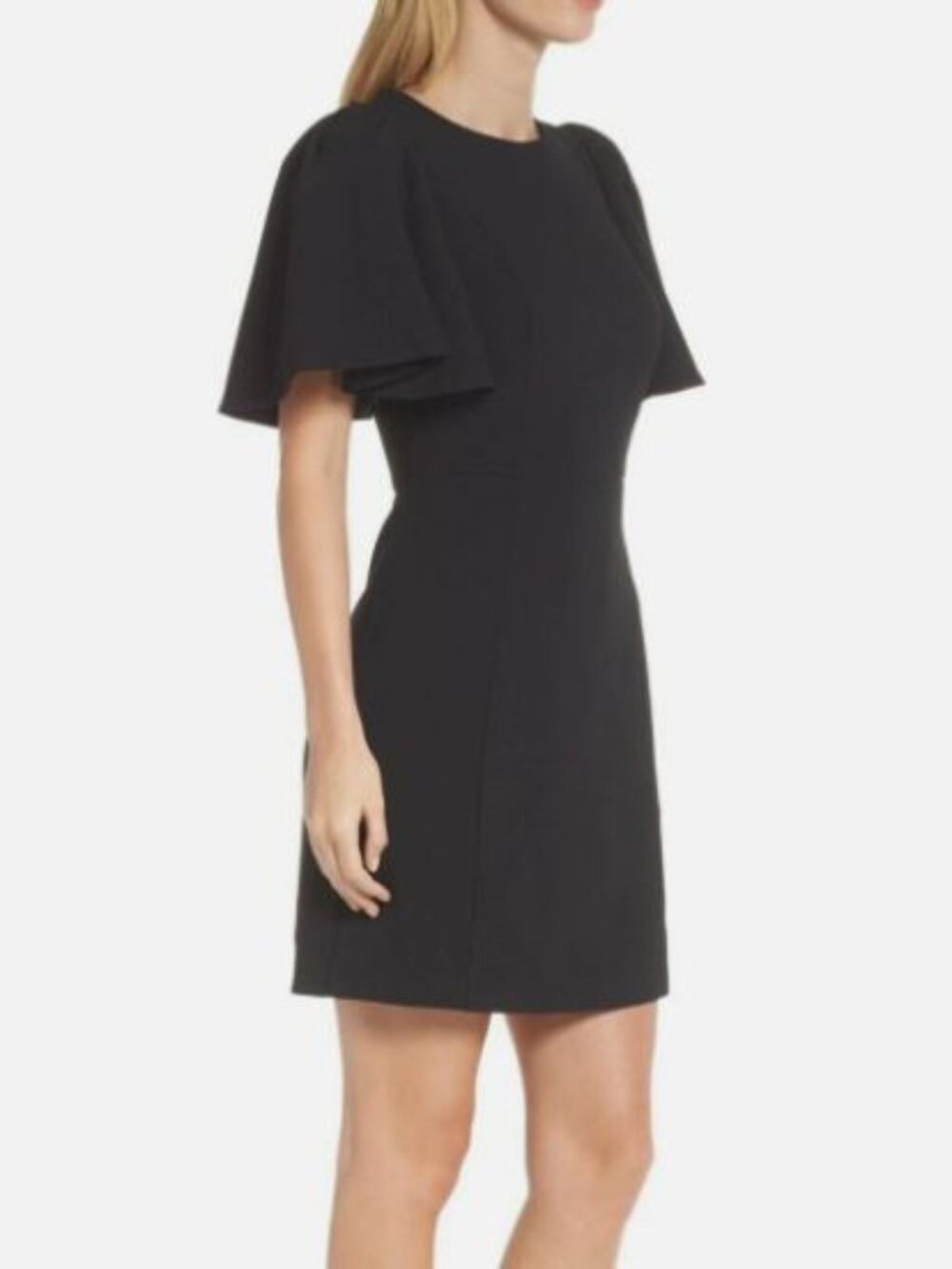 Eliza J Flutter Sleeve Black Sheath Dress Size 2